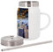 Mug Isotherme en Inox avec Couvercle et Paille - sur les toits de new york gratte ciel etats unis d amerique - 500 ml - Tasse Thermo
