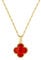 focutex | Kleeblatt Kette Gold | Edelstahl & 18K vergoldet | Damen | Glücksbringer | Mädchen | Frauen | Glück | Herz | Halskette | Anhänger | Freundin | Geschenk | Valentinstag | Schmuck (Rot)