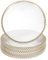 sourcing map 12pcs Clear Charger Plates Bulk, 13 Plastic Round Charger Plates with Bead Trim Dinner Dessert Plate for Wedding Party Event Table Setting Decoration, Light Gold