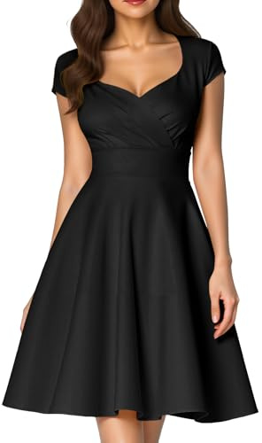 Fynadressr Women Elegant 1950s Vintage Cocktail Dress 50s Retro Wedding Guest Party Swing Dress