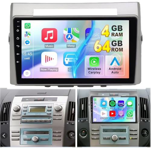 4G+64G Carplay Autoradio für Toyota Corolla Verso AR10 2004-2009,Android 13 Autoradio mit 9 Zoll Bildschirm,Android Auto Wireless Bluetooth GPS Navi WiFi HiFi FM/RDS +Rückfahrkamera