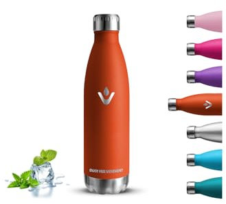 Borraccia- 500 ml- Borraccia Termica, Senza BPA, Borraccia Acciaio Inox, Senza Perdite, Borraccia Metallo, Acciaio Inossidabile 18/8, Bottiglia Termica per Scuole, Uffici, Viaggio, Campeggio, Caffè