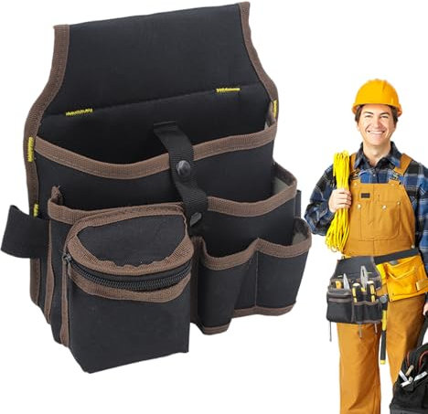 Tool Pouch with Belt,Electrician Tool Bag | Multi-pocket Waterproof Belt Storage for Hardware Gardeners Carpenters Electricians Screwdrivers Tape Measures Hammers Pliers