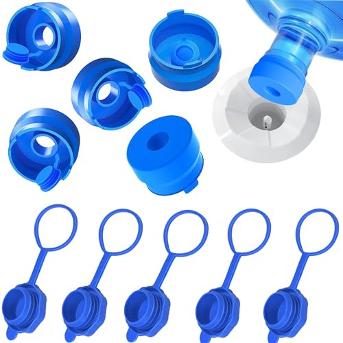 3 & 5 Gallon Water Jug Caps, 5 Packs Water Jug Caps for Water Dispenser and 5 Packs for Traveling Outdoors, Non-Spill and Reusable Replacement Cap for 55cm Water Jug (5+5)