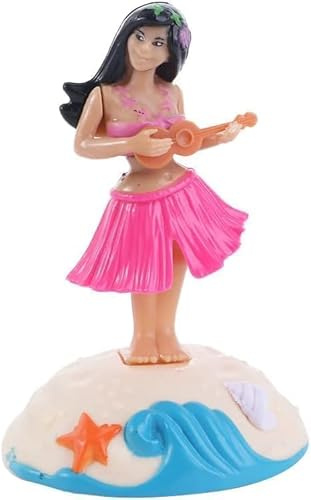 Wwyan Pink Solar Powered Dancing Girl Swinging Hawaiian Girl Grass Skirt Swing Shaking Head Car Dashboard Dancing Figure Solar Dancing Figurines Desktop Ornaments Solar Power Kits Decoration