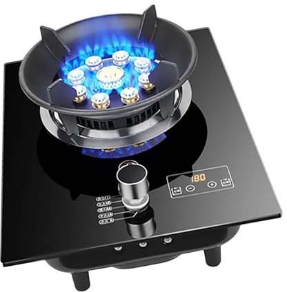 Cuisinière À Gaz 7 KW, Réchaud À Gaz Neuf Chambres En Verre Trempé, Réchaud De Camping, Avec Rappel Anti-brûlure Et Minuterie(LPG)