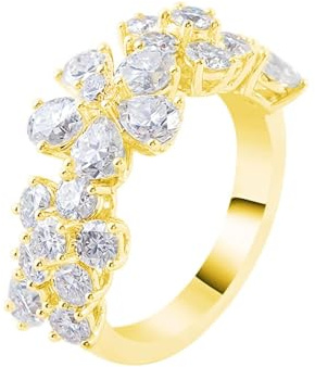 585 Gold Ringe, Eheringe Frauen Weiß Moissanit 1ct Blume Trauringe 14 Karat Gelbgold Größe 50 (15.9)