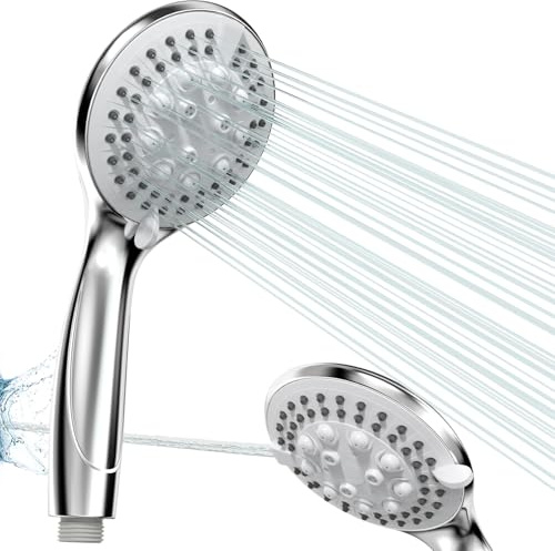 VEHHE Shower Head-5 Shower Modes+1 Powerful Rinsing Mode, Handheld High Pressure Shower Heads with Easy-Clean Silicone Nozzles, for Home Showers & Bathroom Cleaning