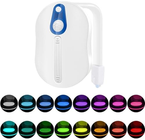 GAOHOU LED-Nachtlicht für Toilettenschüssel, bewegungsaktivierter Sitzsensor, Umgebungslampe für Badezimmerschrank, 16 Farben