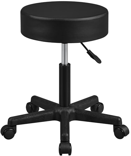 Soberine Sgabello con Ruote, Sgabello Rotondo Regolabile in Altezza 46-61,5 cm