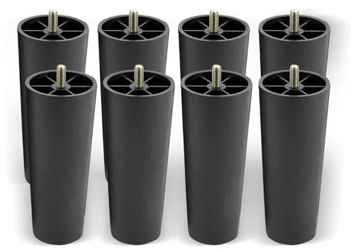 NYOSLB 8 PCS Furniture Legs, Sofa Legs Set of 8 Plastic Black Sofa Feet Replacement Round for DIY Projects Couch Coffee Tables Dressers Beds