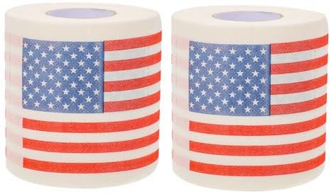 Balacoo 2 Rotoli Carta Igienica in Polpa Bandiera Americana Morbida Design Creativo Estetico Bagno Multiplo per