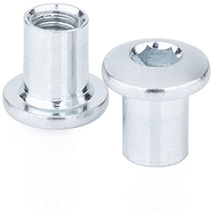 M6X10-15 Tuercas cilíndricas, cabeza hueca, inserto para muebles, tuercas hexagonales Allen de cabeza redondeada, tuerca hexagonal llave Alan galvanizado para pernos de 6mm (25 pack)