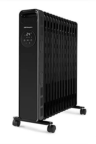 Orbegozo RAD 2510 - Radiador de aceite, 3 potencias, temporizador, pantalla LED, Asa, mando a distancia, protección sobrecalentamiento, 2500 W