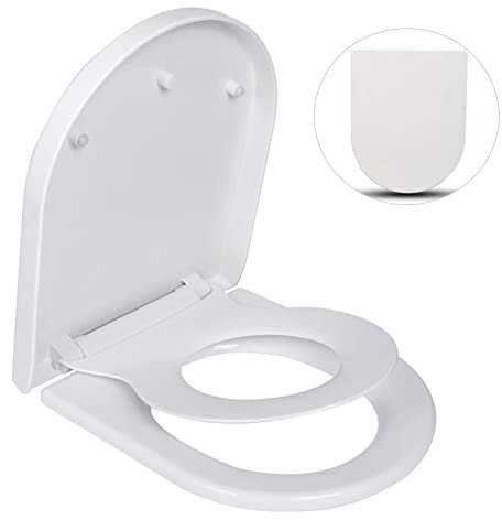 Anmas Power D Shape Family Toilet Seat with Child Seat Built-in Potty Training Toddler Seat Soft Close Quick Release Removable Hygienic UK Compatible