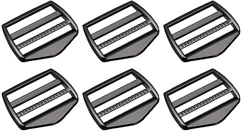 sourcing map Metal Ladder Buckle Slider Tri-Glider Metal Adjustable Buckles, 6pcs 38mm(1-1/2) Inner Size for Webbing Backpack Strap, Gun-black