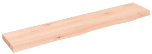 vidaXL Wandregal, Holzregal Regal Handgefertigt mit Baumkante, Wandboard Regalbrett Deko, Bücherregal Hängeregal, 100x20x4cm Massivholz Eiche Unbehandelt