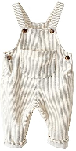 Panegy Baby Salopette in velluto a coste Salopette allentata in tinta unita Pantaloni con bretelle Morbido retrò in un unico pezzo Pantaloni con bavaglino Tuta Outfit Salopette neonato