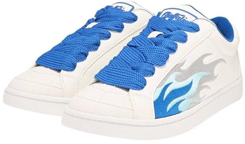 Buffalo Damen Sneaker Liberty Low Top Sneaker Schnürschuhe Weiß Blau 40 EU