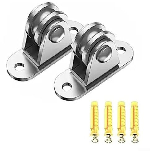 Puleggia in acciaio con scanalature per ruote bloccanti, puleggia fissa resistente con viti (2 pezzi)