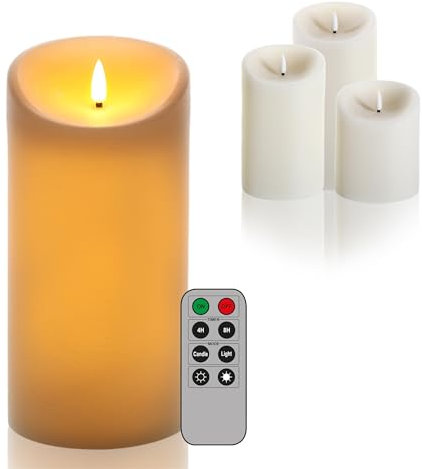 Schlaraffenland Elephant LED Outdoor Kerze 1020 | Ø10x20 cm |Creme Echtwachs | Flackernde LED Kerze mit Timer | Elektrische Kerzen für Indoor und Outdoor | Bewegliche Flamme | LED-Kerzen |