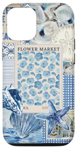 iPhone 12/12 Pro Preppy Coastal Granddaughter Tile Floral Beach Shells Oyster Case