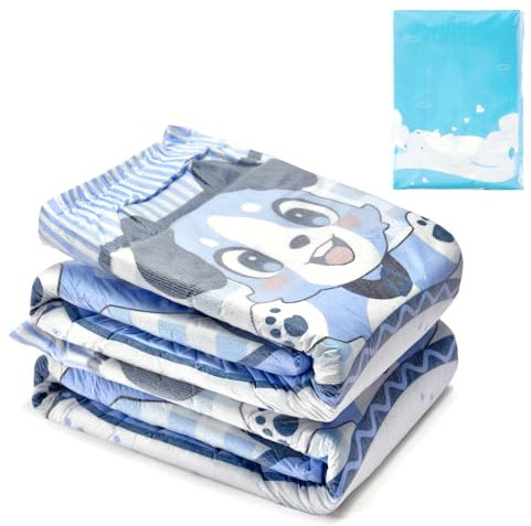 LittleForBig Verstellbare Klettverschluss Erwachsenen Bedruckte Rückenwindel aus Stoff 2 Stücke - Little Blue BabyFur (Medium 71-96 cm)