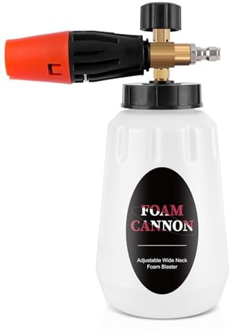 Lanza de espuma de nieve canon de espuma de nieve, 1 L, boquilla de espuma ajustable, pulverizador de espuma con conexión rápida 1/4 para limpiadores de alta presión, pistola de espuma mejorada para