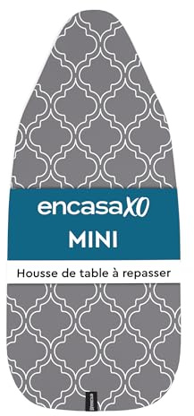 Encasa XO Bügelbrettbezug, Filzpolster, Kordelzug 72x30 cm | Graue Kacheln, 3 mm Filzpolsterung | Einfache Passform | Hitzebeständig | 100% Baumwolle | Passend 72x30 cm