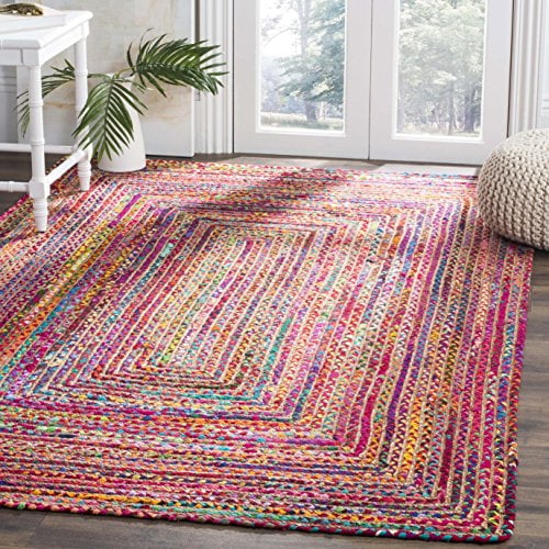 SAFAVIEH Boho Teppich für Wohnzimmer, Esszimmer, Schlafzimmer - Cape Cod Collection, Kurzer Flor, Rot und Mehrfarbig, 152 X 244 cm