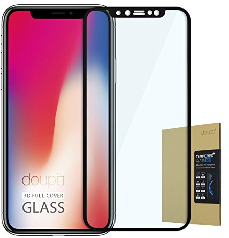 doupi FullCover Panzerfolie für iPhone 11 Pro (2019) / XS/X (5,8 Zoll), Preimium 9H Hartglas HD Panzer Display Schutz Glasfolie, schwarz