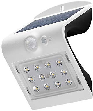 Goobay 45802 LED Solarleuchte Außenstrahler mit Bewegungsmelder Aussen / 1,5W Solar Lampe Outdoor / IP65 Gartenstrahler / Außenlampe mit Bewegungsmelder PIR Sensor / Weiß