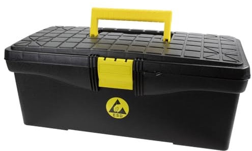 WETEC Werkzeugkoffer, ESD (Werkzeugkasten Antistatik Antistatisch Aufbewahrungsbox Box ESD-Koffer Kunststoffkoffer Mehrzweckbox Servicekoffer Werkzeugtasche) Abmessung B x H x T: 350 x 180 x 150 mm