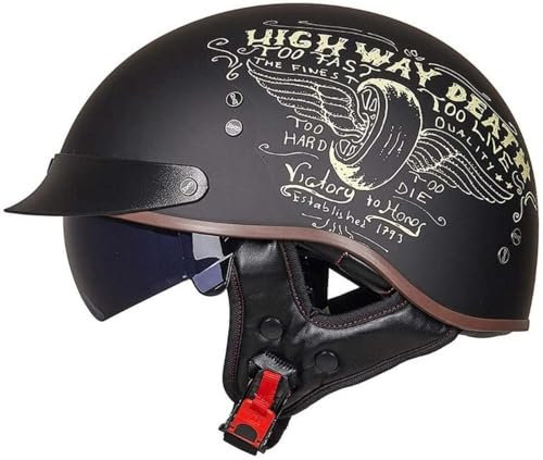 EBAYIN Casque Moto Homme Homologué Casque Bol Homologué Casque Moto Vintage Casque Jet pour Moto Casque Scooter Homme ECE Homologué Pilote Jet Casque Personnalité Casque de Moto,A-XXL=(63~64cm)