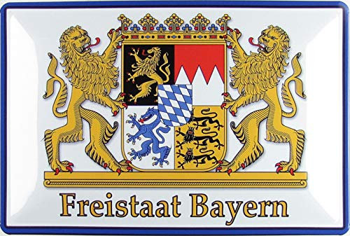 Blechschild 20x30cm gewölbt Freistaat Bayern Wappen Deko Geschenk Schild