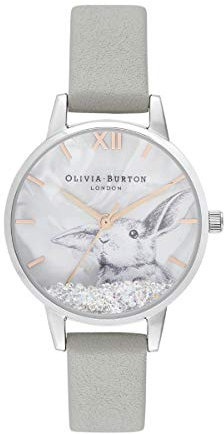 Olivia Burton Analog Quarzuhr für Damen Kollektion Winter Wonderland mit Graues Lederarmband - OB16WL86