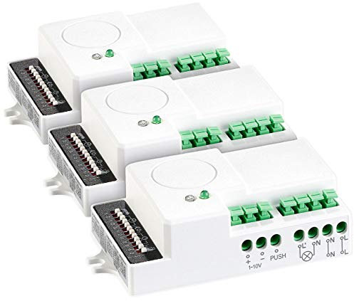 revolt Bewegungsmelder dimmbar: 3er-Set Bewegungsmelder mit Mikrowellenradar und Dimmer (Mikrowellen-Radar-Bewegungsmelder, Microwellen-Bewegungsmelder)