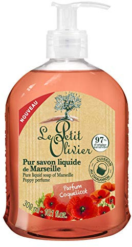 Le Petit Olivier - Pur Savon Liquide de Marseille Parfum Coquelicot - Fabriqué en France - Flacon pompe 300 ml
