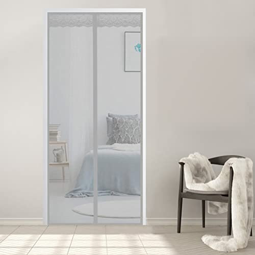 AMZERO Zanzariera Porta Finestra Magnetica, 80x220cm Zanzariere a Rullo Adsorbimento Magnetico Chiudi Automaticamente per Porte d'IngressoPorte Cortili, Grigio