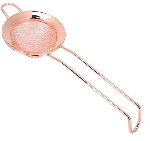 Fine Mesh Sieve Strainer, Stainless Steel Cone Shape Cake Powder Cocktail Mesh Filter Bar Kitchen Tool Food Strainers (Rose Gold)