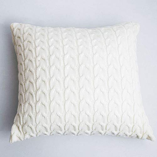 Matty-LZ 2er Set Dekorativ Gestrickt Kissenbezüge Kissenhülle Dekorative Gestrickter Kissenbezug Dekokissen Sofakissen Lendenkissen Wurfkissenbezug Kissenhülle (Weiß, 45x45 cm / 18x18 inch)
