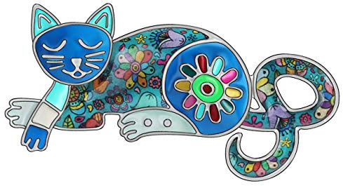 DUOWEI Broche en alliage émaillé en forme de chat endormi - Pour écharpe, vêtements, vêtements, cadeau pour femmes et filles