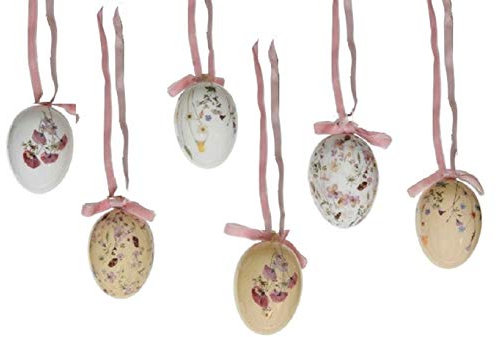 Kaemingk ausgefallene nostalgisch Bunte wetterfeste Ostereier Kunststoff-Dekoeier Osterstrauchdeko Preis für Set a 6 Stück