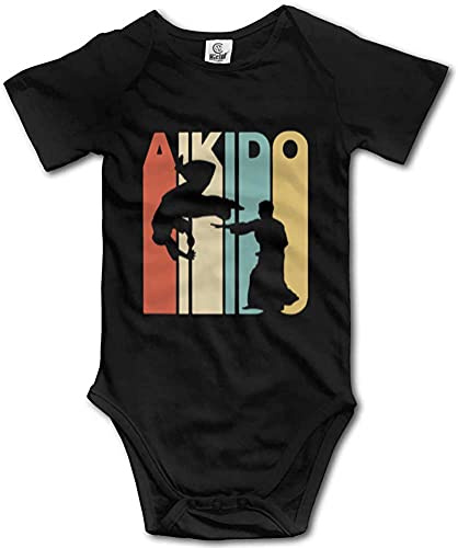 Vintage Style Aikido Unisex Baby Bodysuit Short Sleeved Infant Tiny Rompers Black