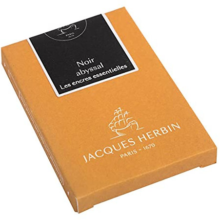 J.Herbin 11009JT - Packung mit 7 großen Tintenpatronen Essentielles, internationale Größe 1,35ml, ideal für Füllfederhalter und Tintenroller, Schwarz, 1 Pack