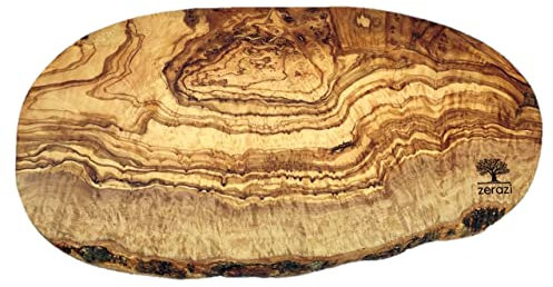 Zerazi | Planche À Découper Rustique | Bois d’Olivier | 40cm | Écologique | Entièrement Fabriqué À La Main | Durable | Hygiénique