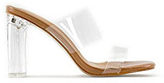 MODELISA - Sandalia Tacón Ancho Transparente Para Mujer (Nude02, numeric_35)