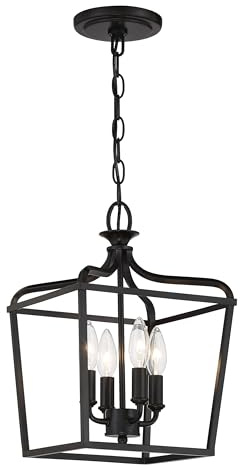 Minka Lavery 4445-66A Laurel Estate Convertible Pendant to Semi-Flush, 4-Light, 240 Total Watts, 10-in H x 15-in W, Coal Black