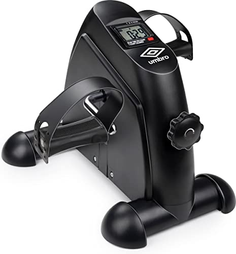 Umbro Mini Bicycle Arm and Leg Trainer - Exercise Bike - Table Bike - Adjustable Resistance and 5 Programmes - LCD Display - Measures Distance, Strokes and Calories - Black