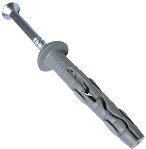 AERZETIX - C57467 - Set di 50 tasselli chiodi Ø6x40mm con flangia + 50 viti Ø4x50mm a testa fresata - per fissaggio in calcestruzzo/mattoni/blocchi di cemento